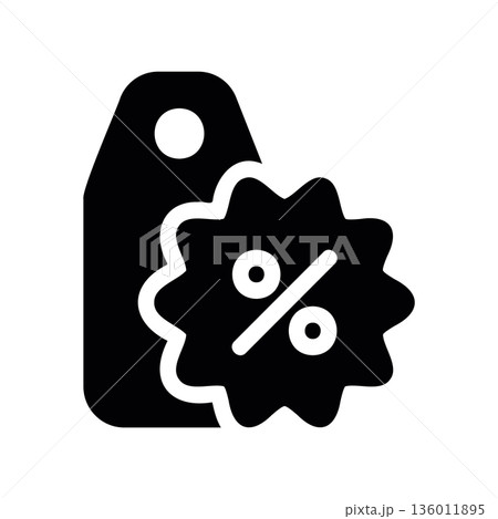 Simple black vector icon with a theme tag, sale Simple black vector icon with a theme tag, sale 136011895
