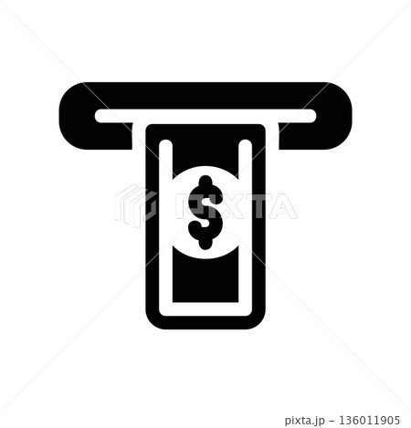 Simple black vector icon with a theme the money, the ATM slot Simple black vector icon with a theme the money, the ATM slot 136011905