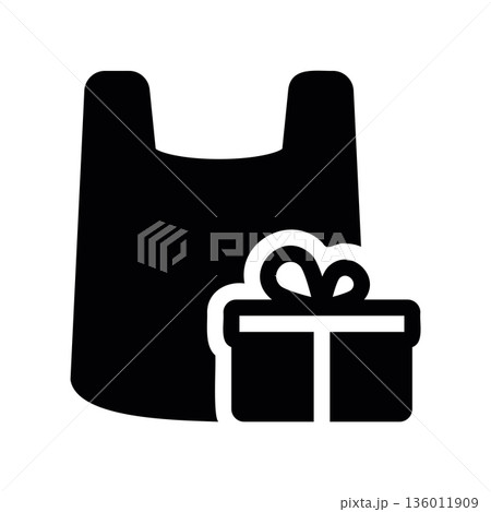 Simple black vector icon with a theme gift shopping Simple black vector icon with a theme gift shopping 136011909