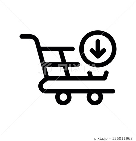 A minimal flat design icon with a modern look put in cart 136011968
