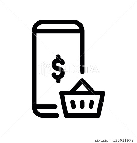 A minimal flat design icon with a modern look smartphone shopping 136011978