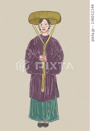 vector set of woman in traditional clothes vector set of woman in traditional clothes 136012149