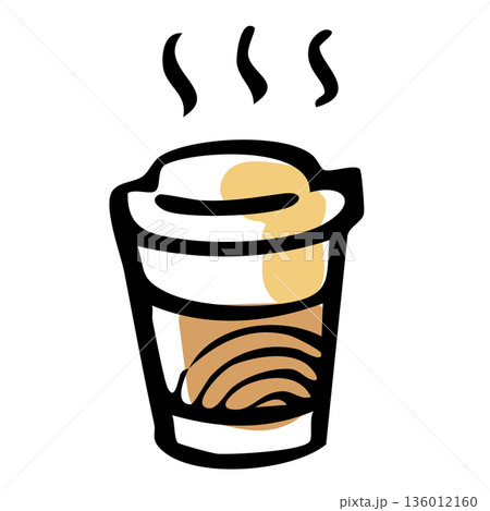 フタ付きのテイクアウト用ホットコーヒーカップのイラスト フタ付きのテイクアウト用ホットコーヒーカップのイラスト 136012160