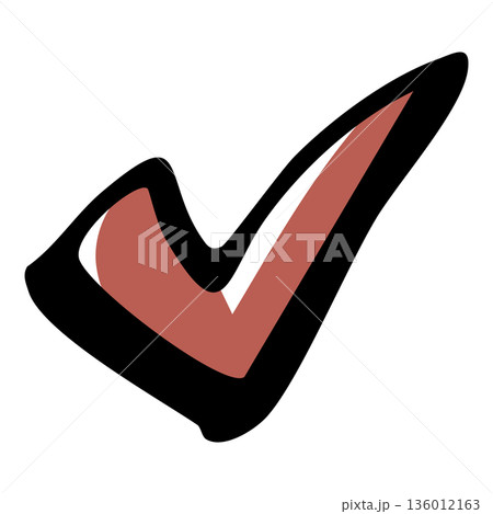 手描き風チェックマーク（レ点）のイラスト 136012163