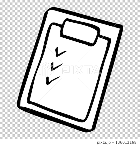 手繪線條畫插圖，描繪了一個帶有清單的剪貼板 136012169