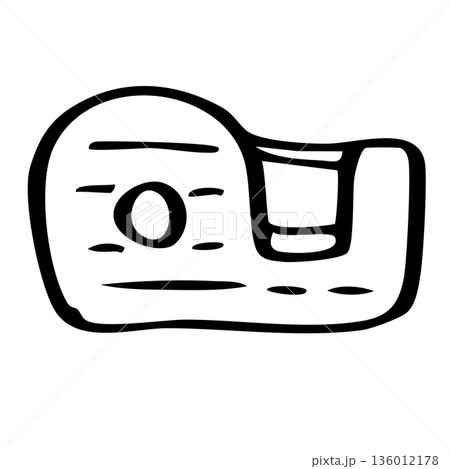 手描き線画のテープカッター（文房具）のイラスト素材 136012178