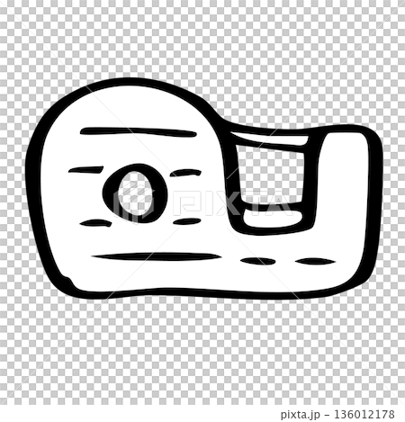 手繪線條圖膠帶切割器(文具)插圖素材 手繪線條圖膠帶切割器(文具)插圖素材 136012178