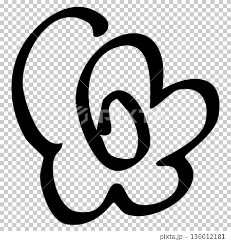 Illustration material of a hand-drawn line drawing of a hanamaru mark (evaluation/correct answer) 136012181