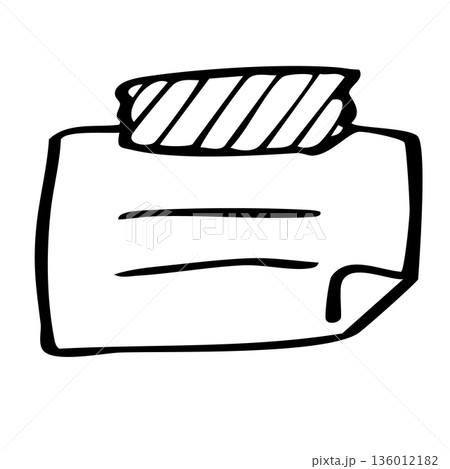 手描き線画のマスキングテープで留めたメモ用紙のイラスト素材 手描き線画のマスキングテープで留めたメモ用紙のイラスト素材 136012182