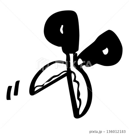 手描き線画のはさみ（文房具・事務用）のイラスト素材 136012183