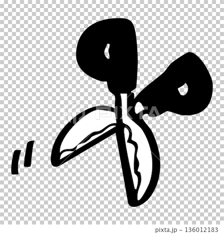 手描き線画のはさみ（文房具・事務用）のイラスト素材 136012183