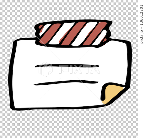 マスキングテープで留めたメモ用紙のイラスト マスキングテープで留めたメモ用紙のイラスト 136012201