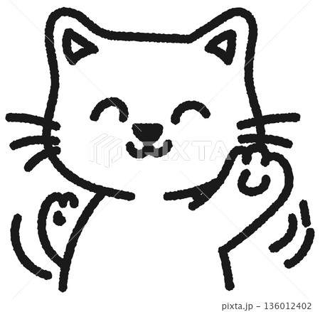 手を振るネコ 136012402