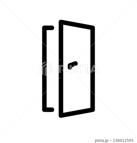 A minimal flat design icon with a modern look open door, exit A minimal flat design icon with a modern look open door, exit 136012505