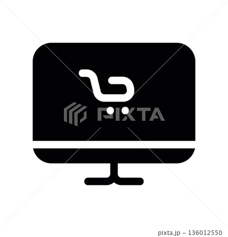 A minimal flat design icon with a modern look monitor 136012550