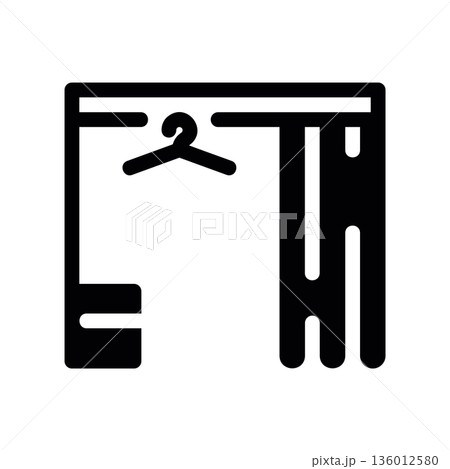 A minimal flat design icon with a modern look fitting room with coat rack 136012580