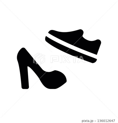A minimal flat design icon with a modern look women shoes with heels, sneakers 136012647