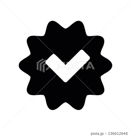 A minimal flat design icon with a modern look sticker, checkmark 136012648