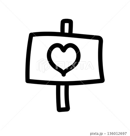 A minimal flat design icon with a modern look plaque, heart A minimal flat design icon with a modern look plaque, heart 136012697