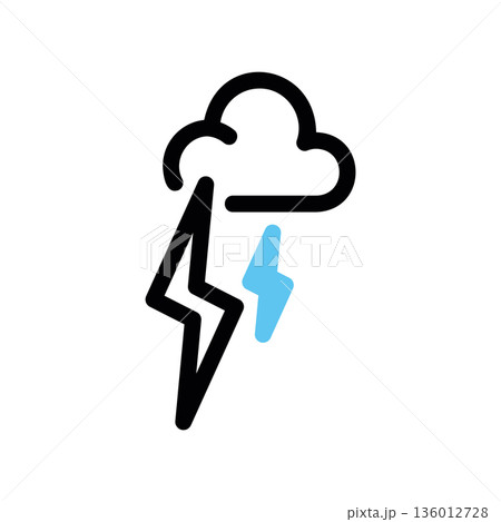 A minimal flat design icon with a modern look cloud, lightning 136012728