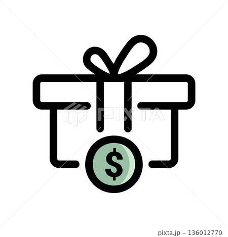 A minimal flat design icon with a modern look gift, money A minimal flat design icon with a modern look gift, money 136012770