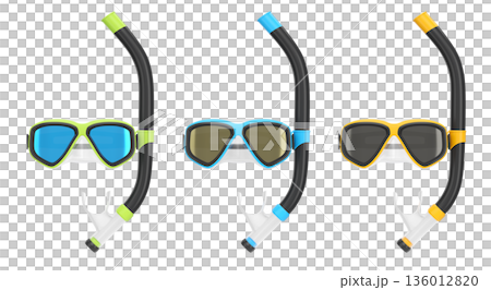 Set of diving mask and snorkel for snorkeling on white background. 136012820