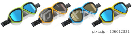 Set of diving mask and snorkel for snorkeling on white background. 136012821