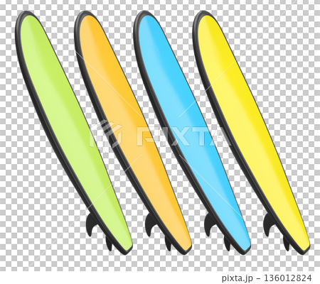 Set of surfboard for summer surfing on surf board on white background. 136012824