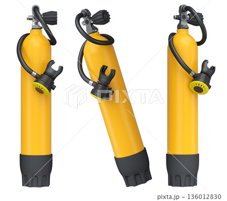 Set of diving tank full oxygen for snorkeling on white background. 136012830