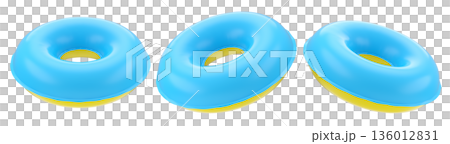 Set of inflatable rings for kids in swimming pool on white background. Set of inflatable rings for kids in swimming pool on white background. 136012831