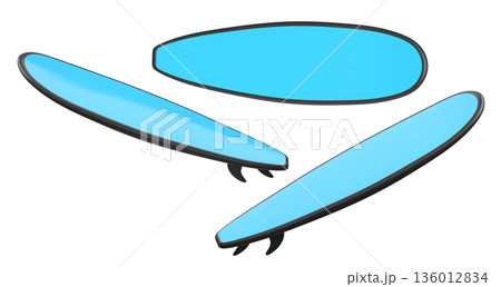 Set of surfboard for summer surfing on surf board on white background. 136012834