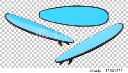 Set of surfboard for summer surfing on surf board on white background. 136012834