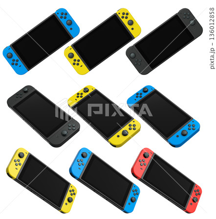 Realistic video game controllers console attached to mobile phone isolated on white 136012858