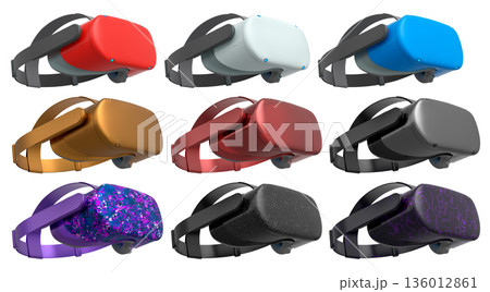 Virtual reality glasses and headset isolated on white background with clipping path Virtual reality glasses and headset isolated on white background with clipping path 136012861