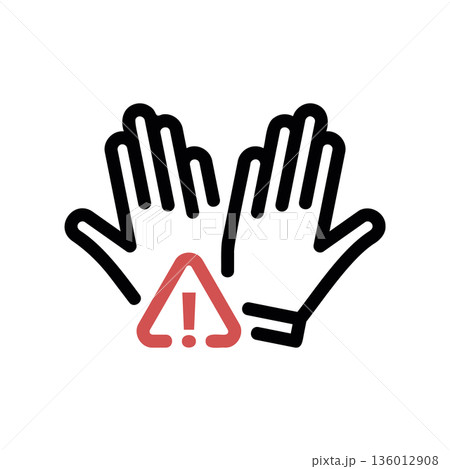 A minimal flat design icon with a modern look hands, warning 136012908