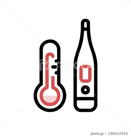 A minimal flat design icon with a modern look thermometers 136012910
