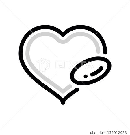 A minimal flat design icon with a modern look heart pill 136012928