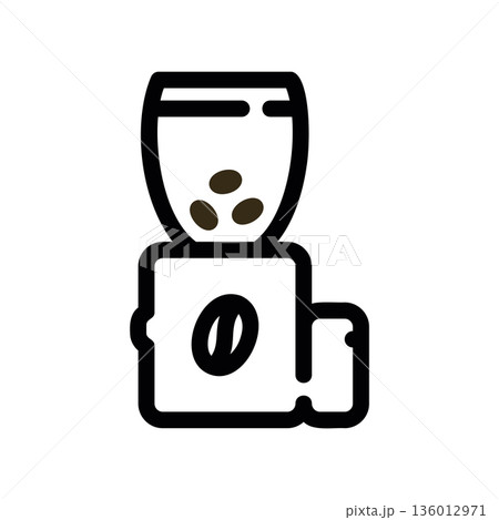 A minimal flat design icon with a modern look electric coffee grinder A minimal flat design icon with a modern look electric coffee grinder 136012971