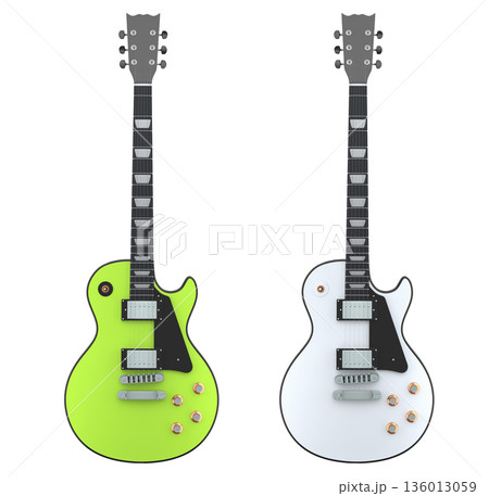 Set of electric acoustic guitar isolated on white transparent background. Set of electric acoustic guitar isolated on white transparent background. 136013059