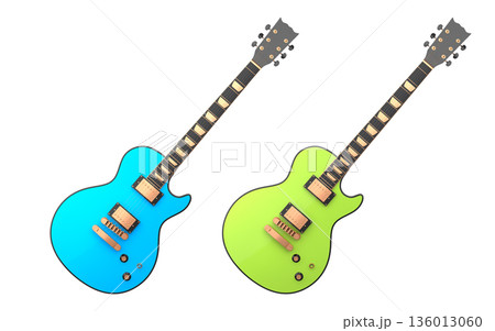 Set of electric acoustic guitar isolated on white transparent background. Set of electric acoustic guitar isolated on white transparent background. 136013060