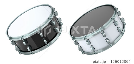 Set of drums on white background. 3d render concept of musical instrument 136013064