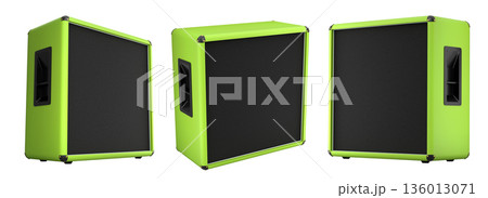 Set of classical electric and acoustic guitar amplifier isolated on white background. 136013071