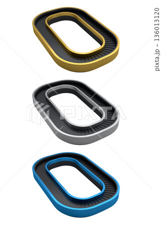 Set of Airport luggage conveyor belt from baggage claim area on white background. 136013120