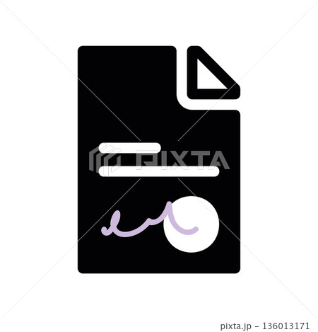 A minimal flat design icon with a modern look document, signature 136013171