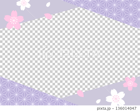 Cherry blossom and Japanese pattern frame 136014047