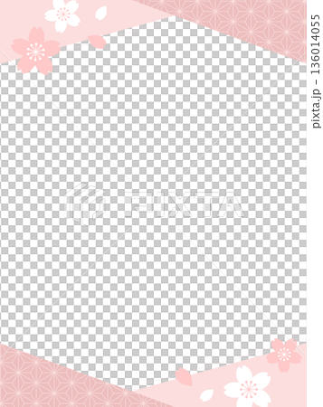 Cherry blossom and Japanese pattern frame 136014055