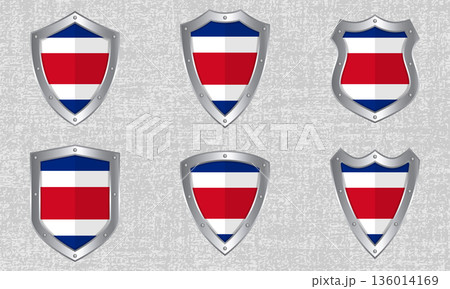 Set of metal shields with the Costa Rican flag 136014169