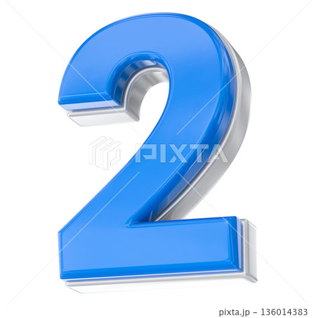 blue metal chrome number isolated on white blue metal chrome number isolated on white 136014383