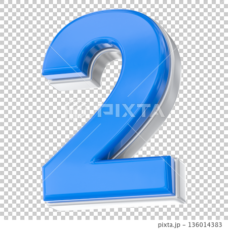 blue metal chrome number isolated on white blue metal chrome number isolated on white 136014383
