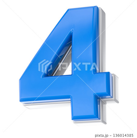 3d blue number 4 isolated on white 3d blue number 4 isolated on white 136014385